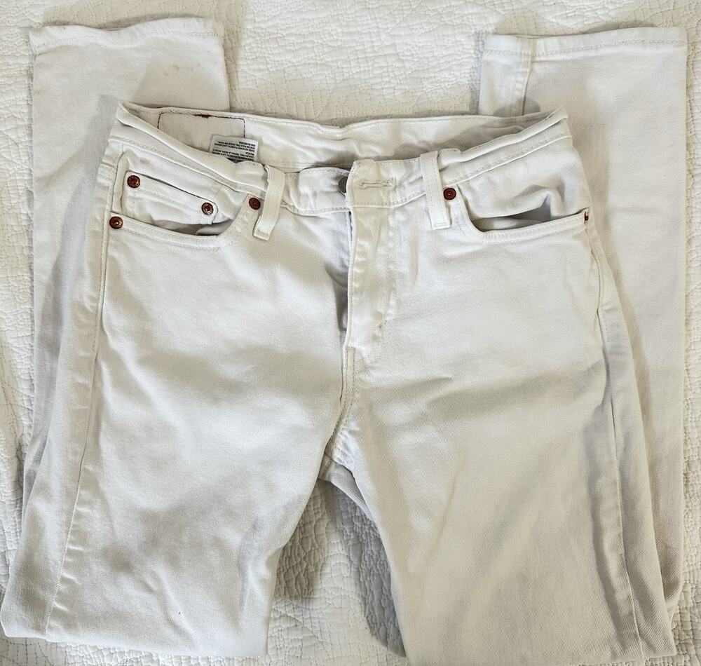 Levi's 511 Slim Fit Jeans White Denim 5-Pocket 29 X 30 White Preowned *